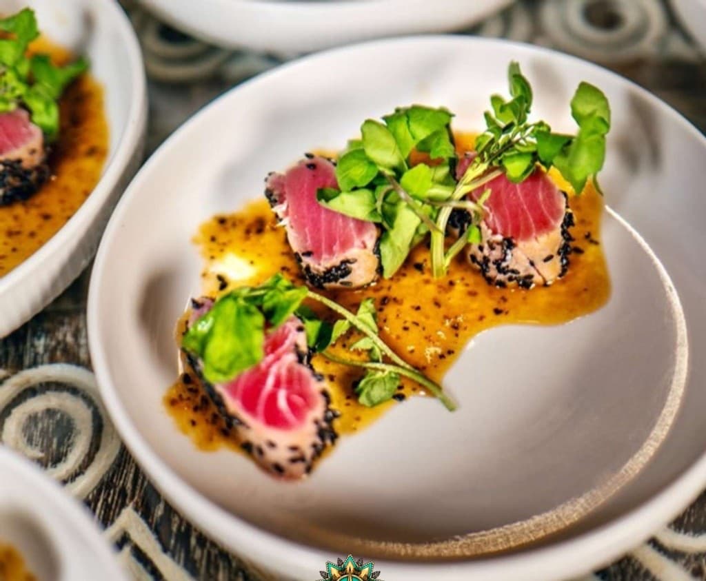 Beautifully plated gourmet meal served as part of the curated retreat dining experience
